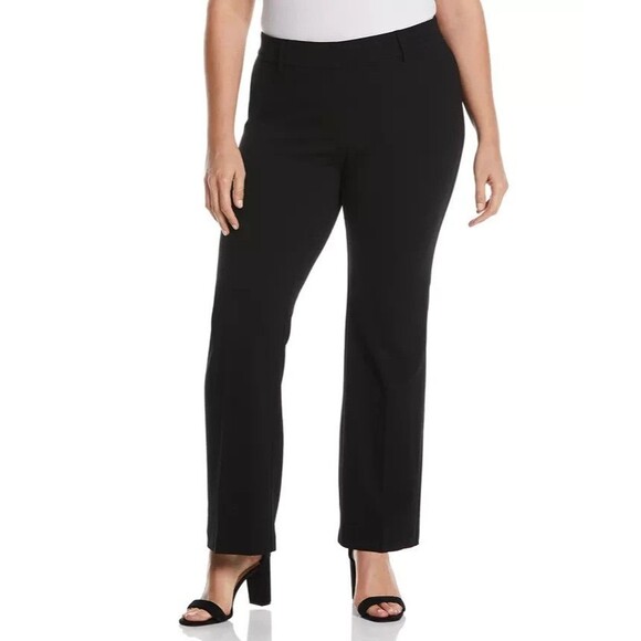 Rafaella Women's Plus Size High rise Stretch Crepe Classic Fit Pants Black 20W - Picture 1 of 10